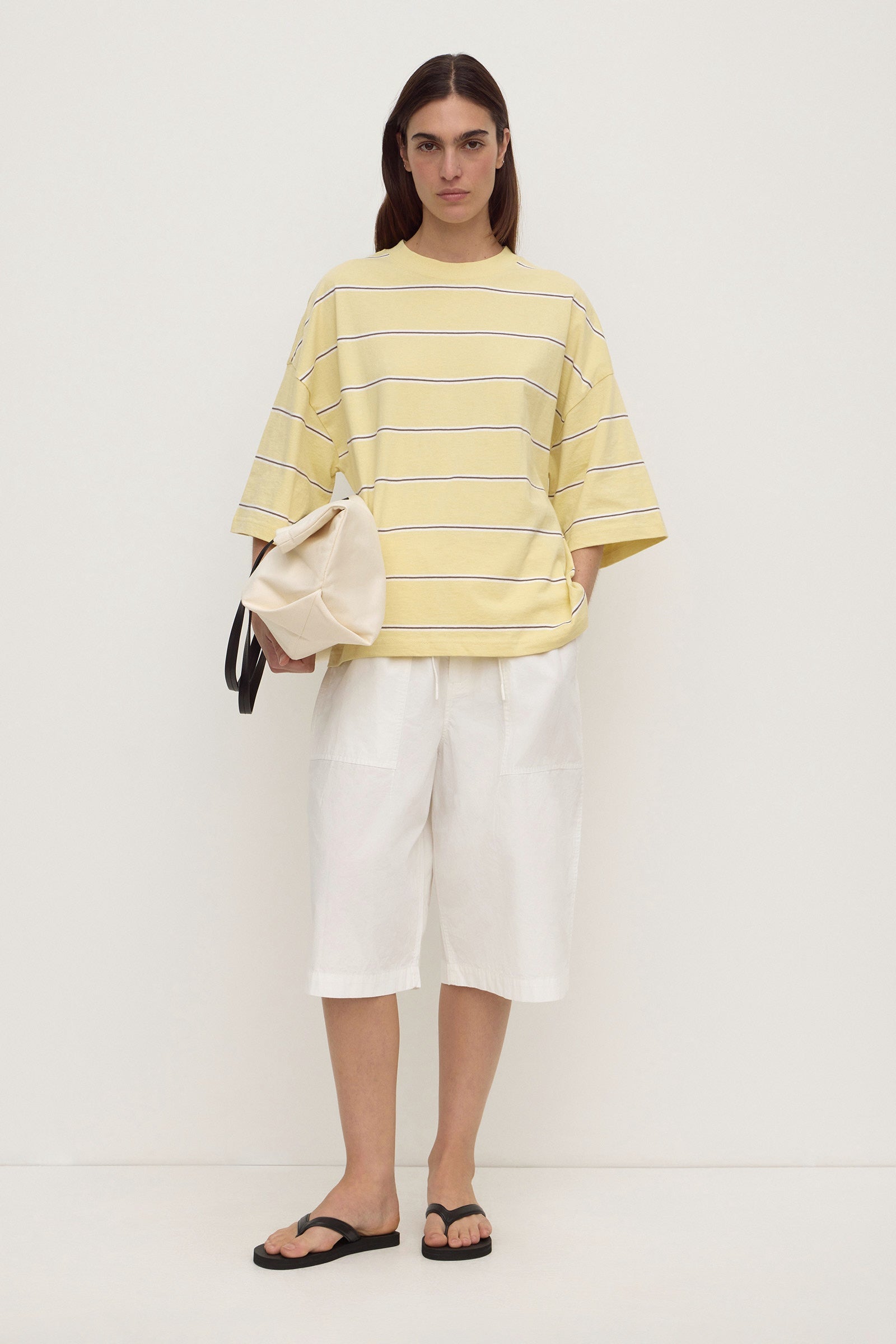 Assembly Label Nora Cotton Stripe Oversized Tee in Rind Stripe