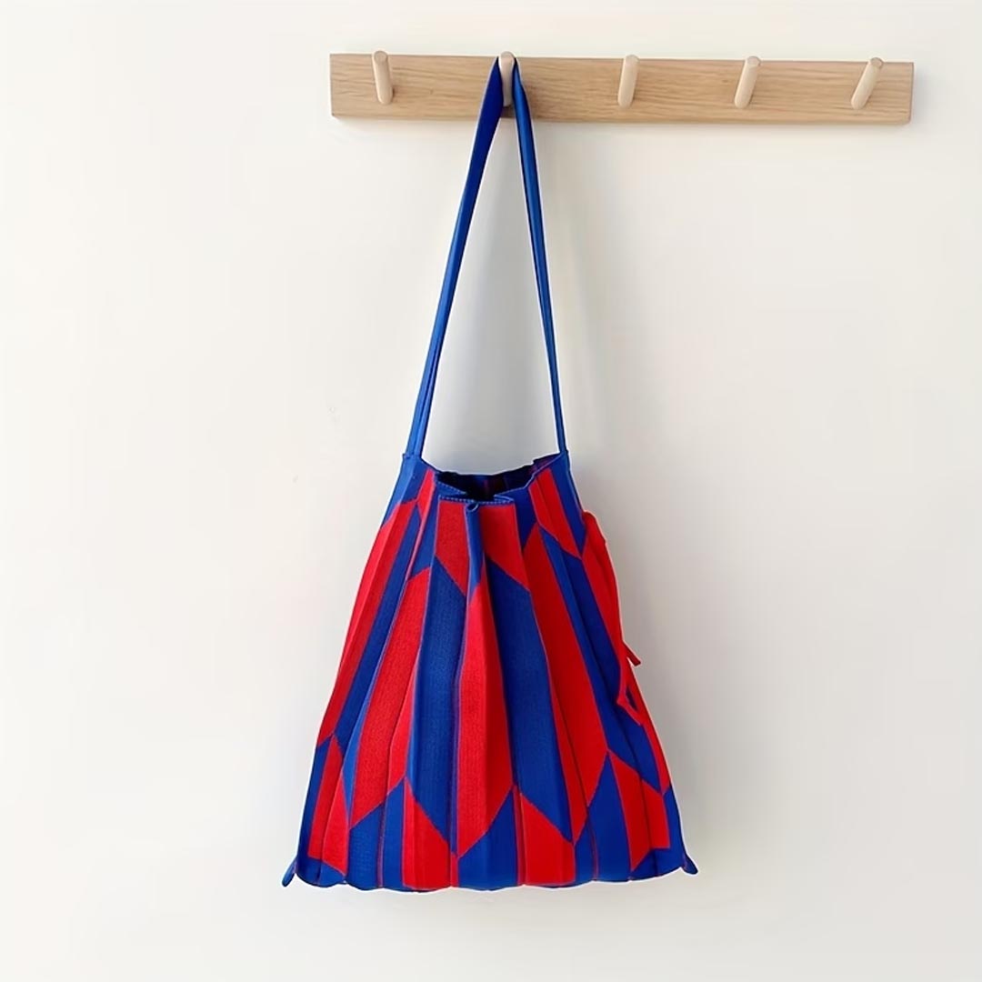 Origami Pleat Tote | Electric (Blue & Red)