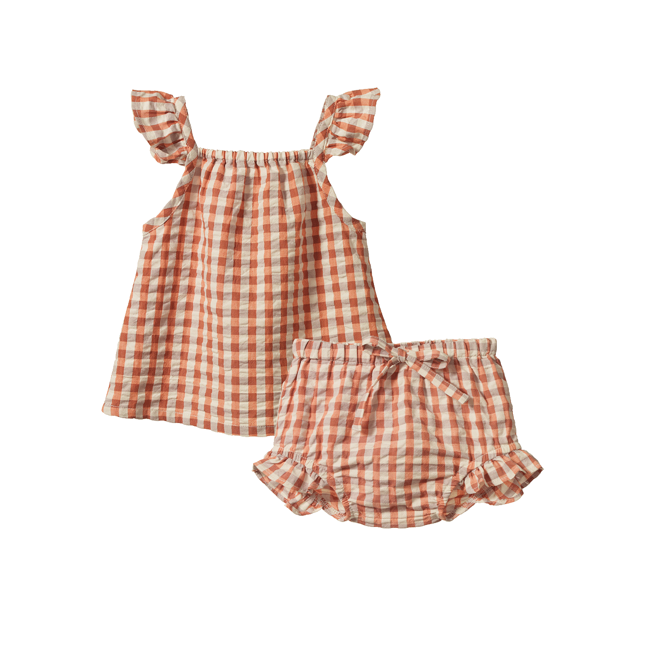 Nature Baby Petal Set in Dandelion Gingham, front view