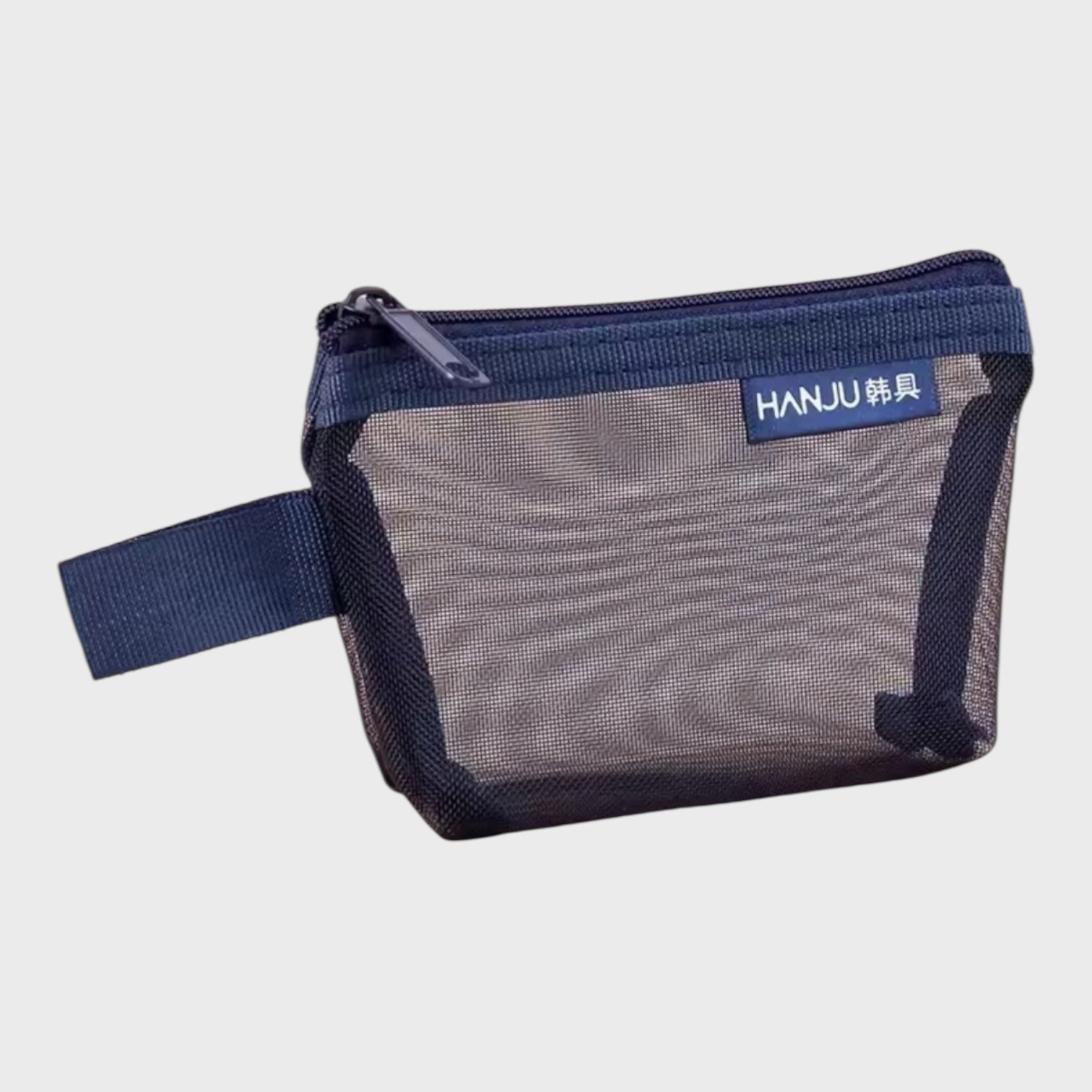 Navy Retro Mesh Zipper Pouch | Coin Purse & Card Holder