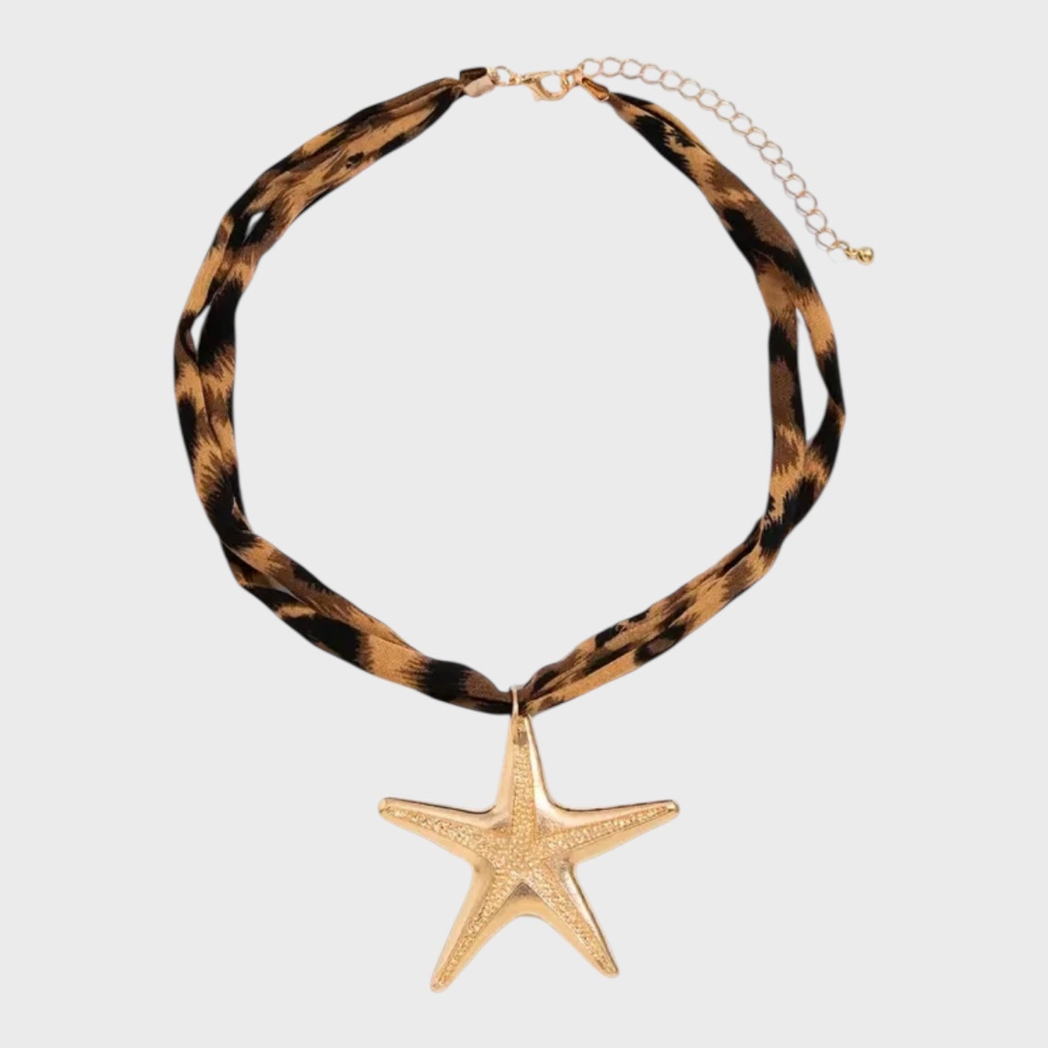 Leopard Ribbon Necklace | Starfish Pendant