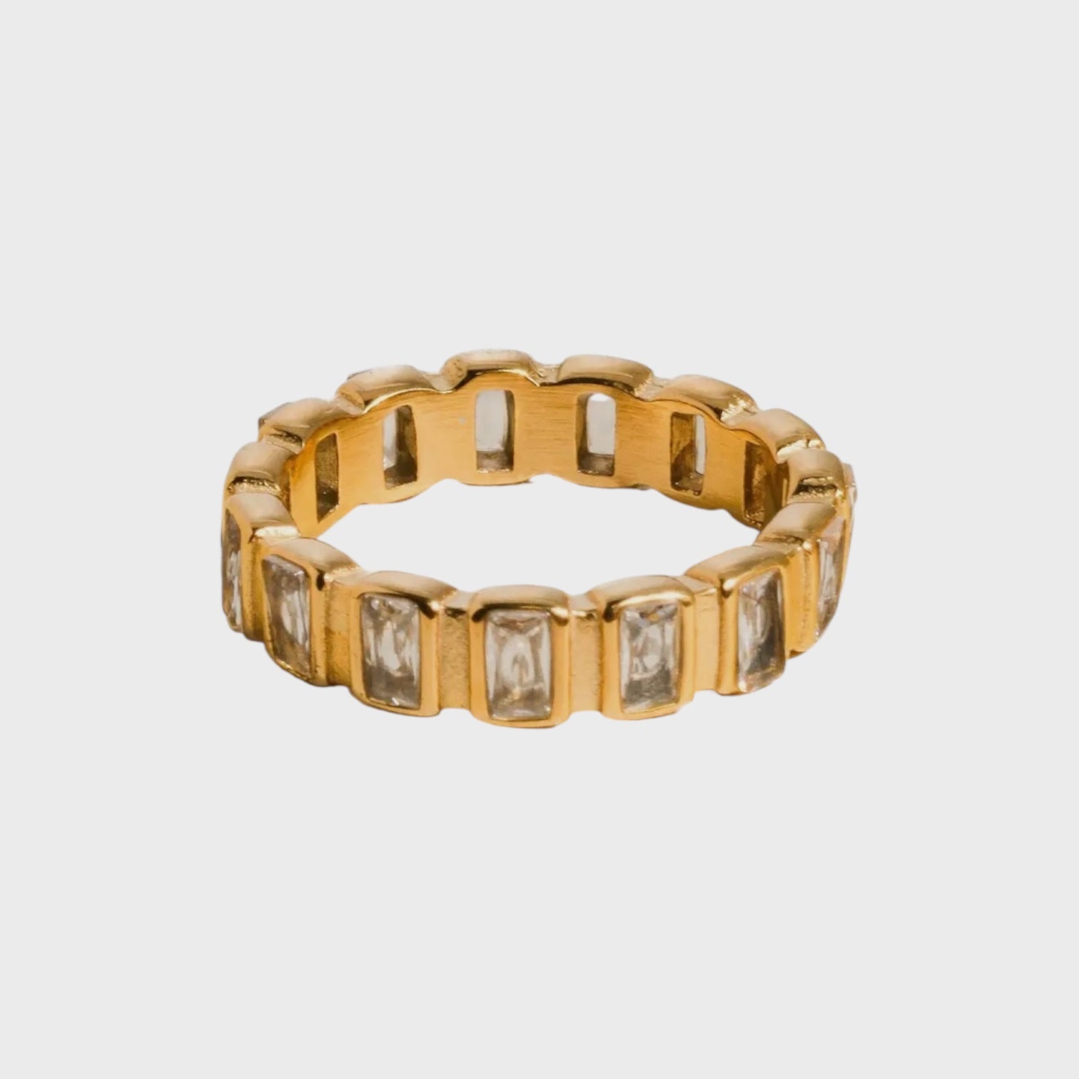 Sterling Gold Non-Tarnish Gold Rhinestone Ring | Yellow Gold