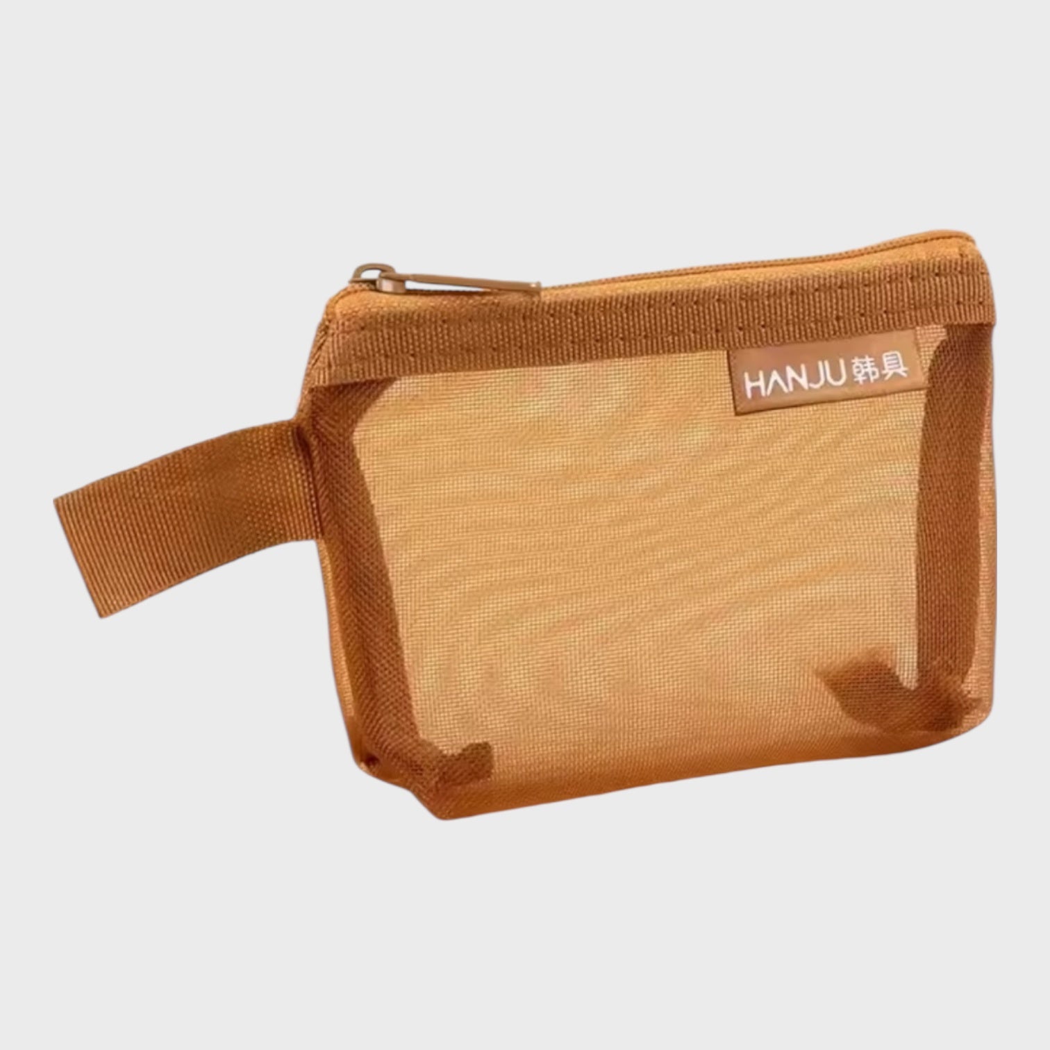 Mustard Retro Mesh Zipper Pouch | Coin Purse & Card Holder