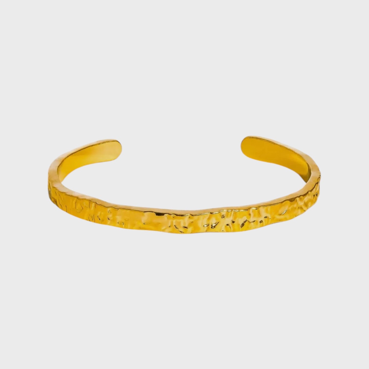 Bastien 18K Gold Non-Tarnish Textured Thin Bangle | Yellow Gold