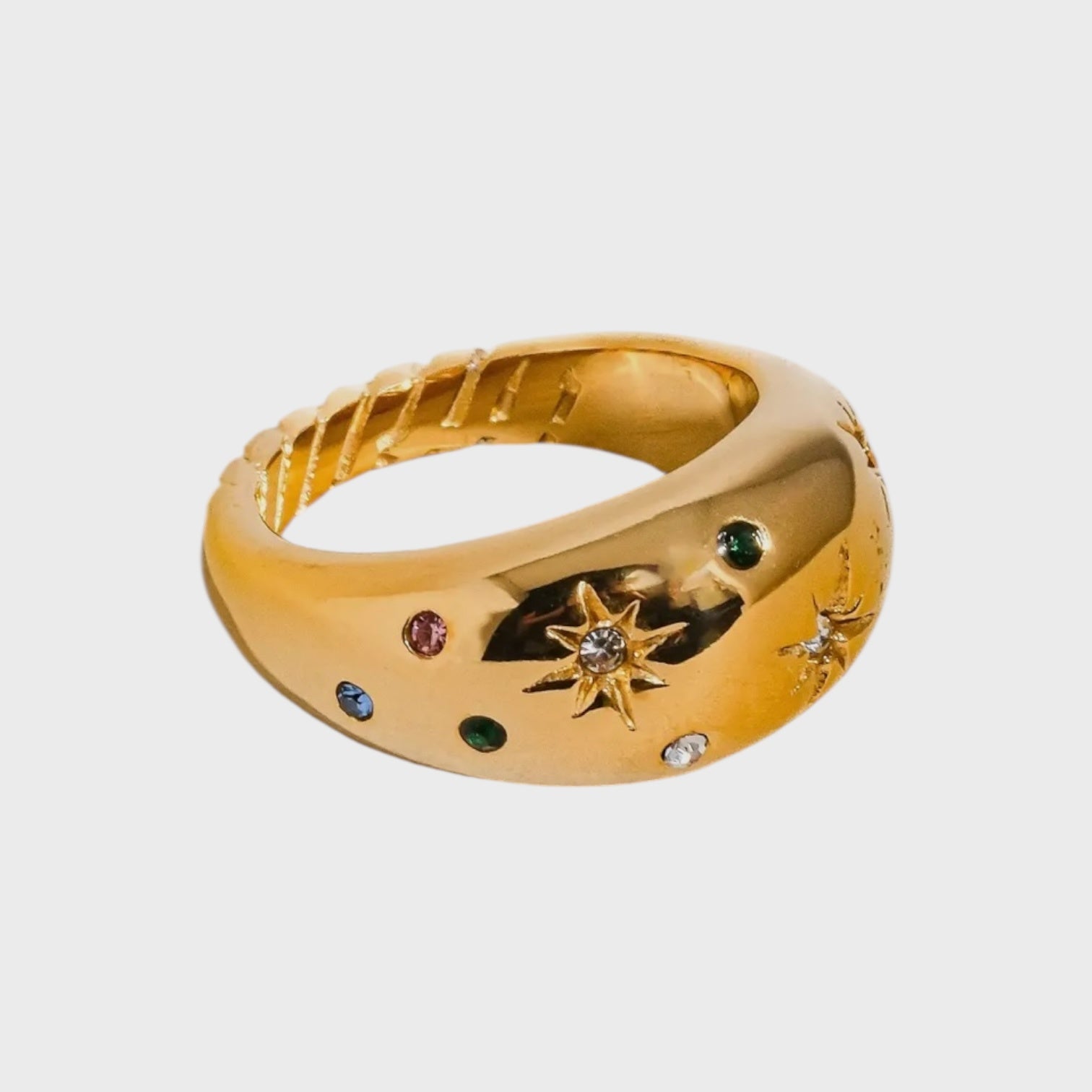 Angela 18K Gold Non-Tarnish Star Dome Ring | Yellow Gold