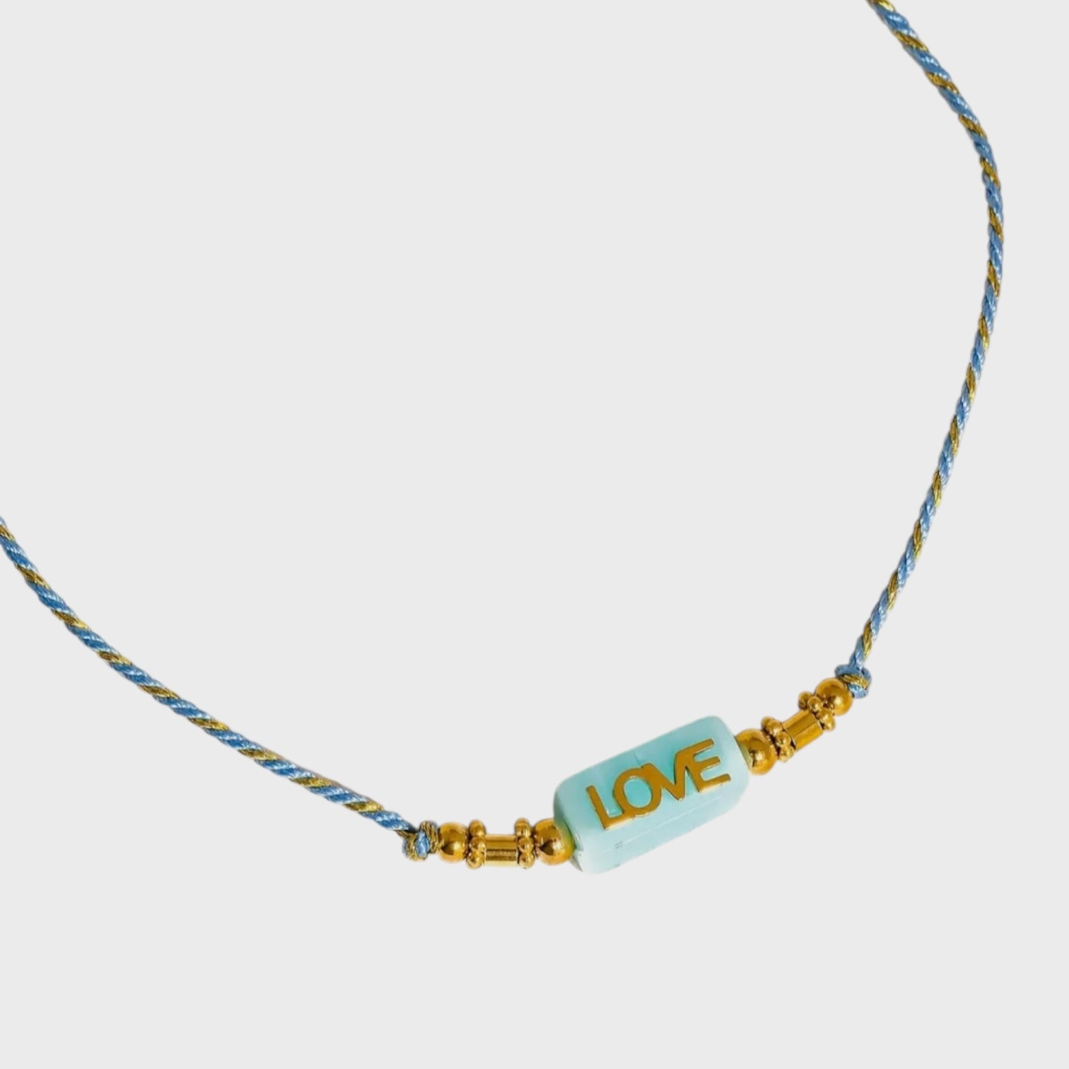 Sansa 18K Gold Non-Tarnish Love Rope Necklace | Blue