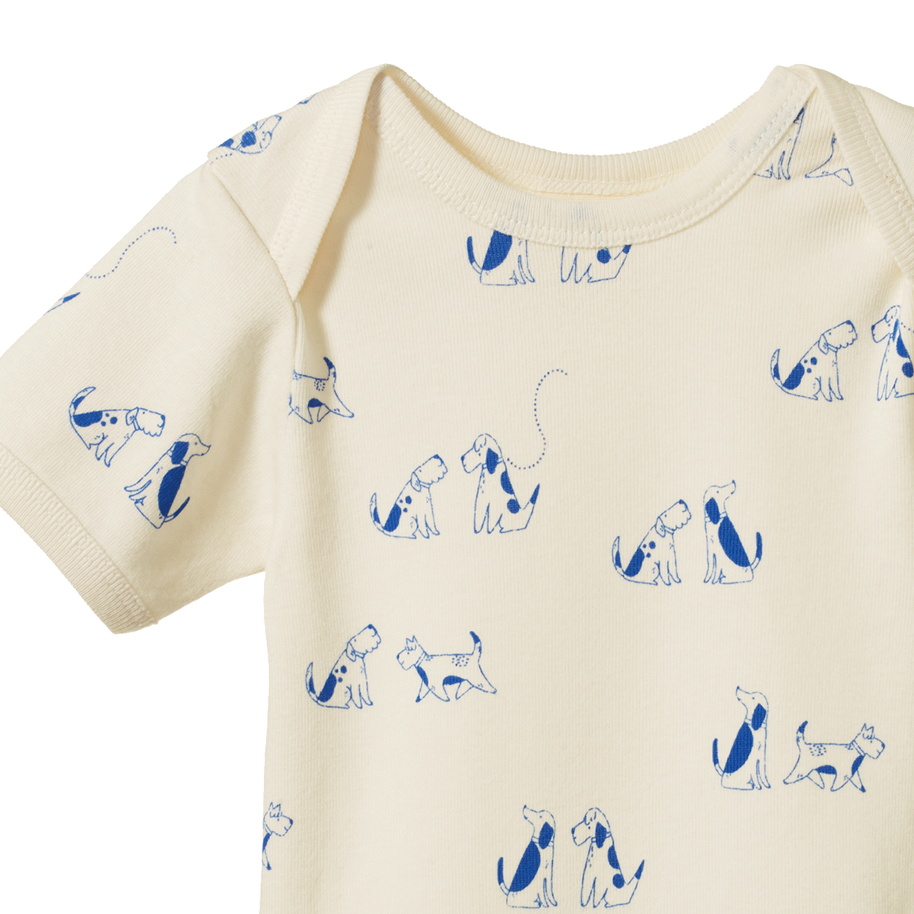 Nature Baby Short Sleeve Bodysuit in Dog Walk Print, detail