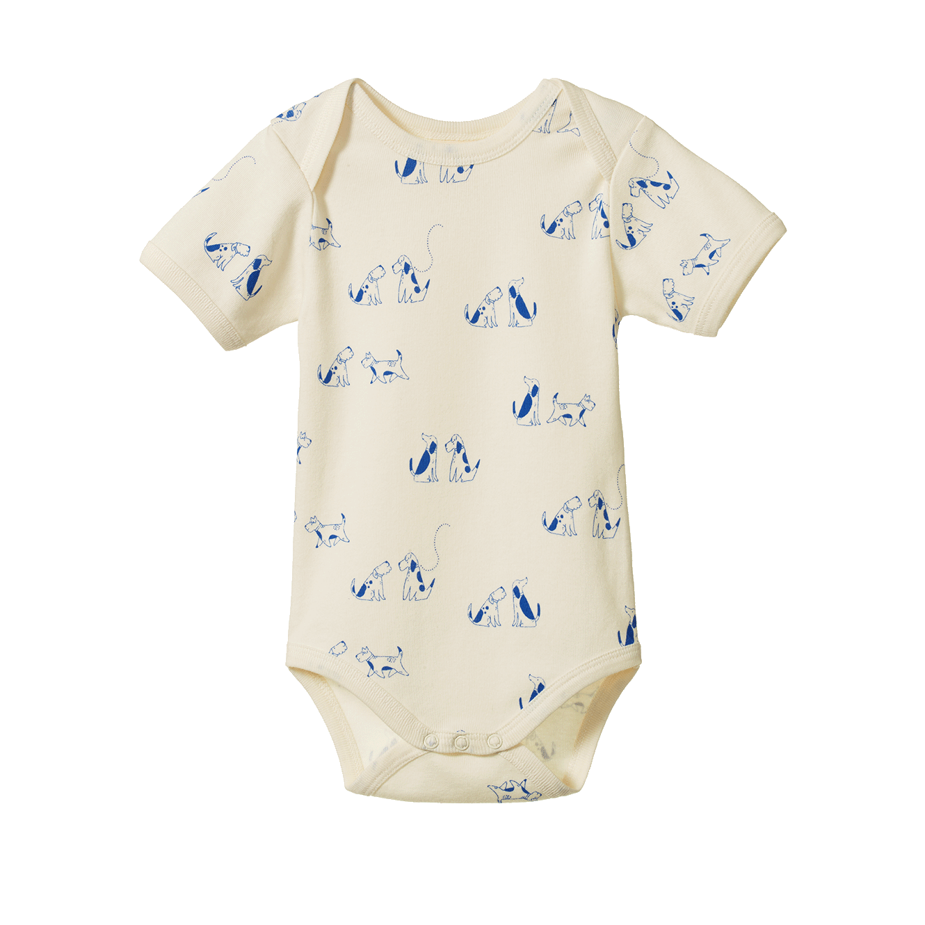 Nature Baby Short Sleeve Bodysuit in Dog Walk Print, front view