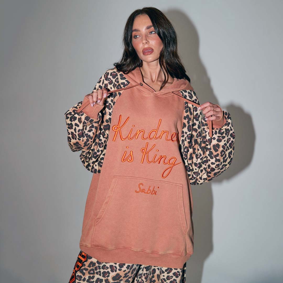 Kindness is King Hoodie | Peach Leopard