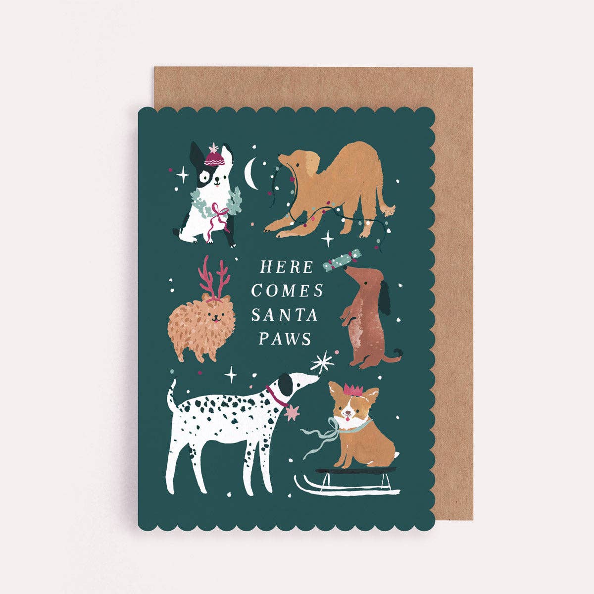 Santa Paws Dogs Christmas Card | Dog Holiday Cards 2026