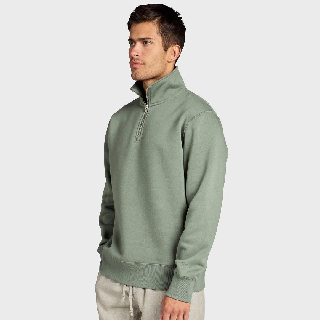 Academy 1/4 Zip Sweat | Ivory Green