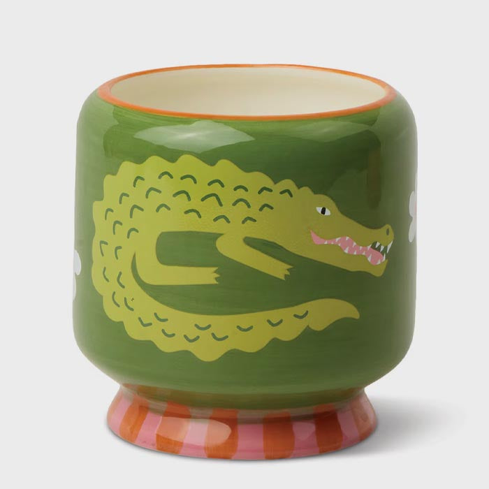 Adopo 8oz Crocodile Ceramic Candle | Prickly Pear