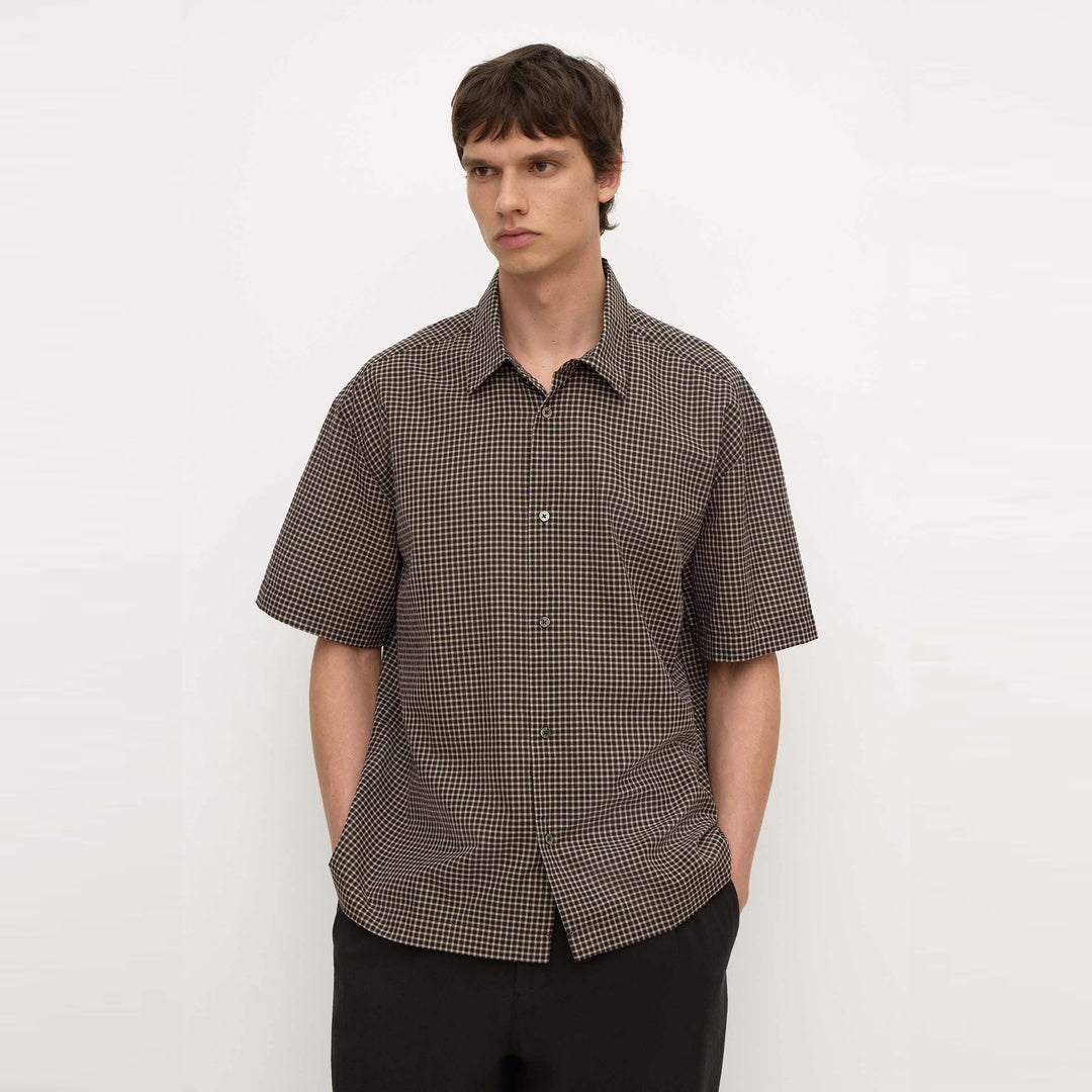 Assembly Label Alta Check Short Sleeve Shirt in Brown Black