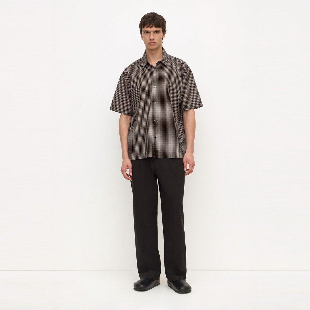 Assembly Label Alta Check Short Sleeve Shirt in Brown Black