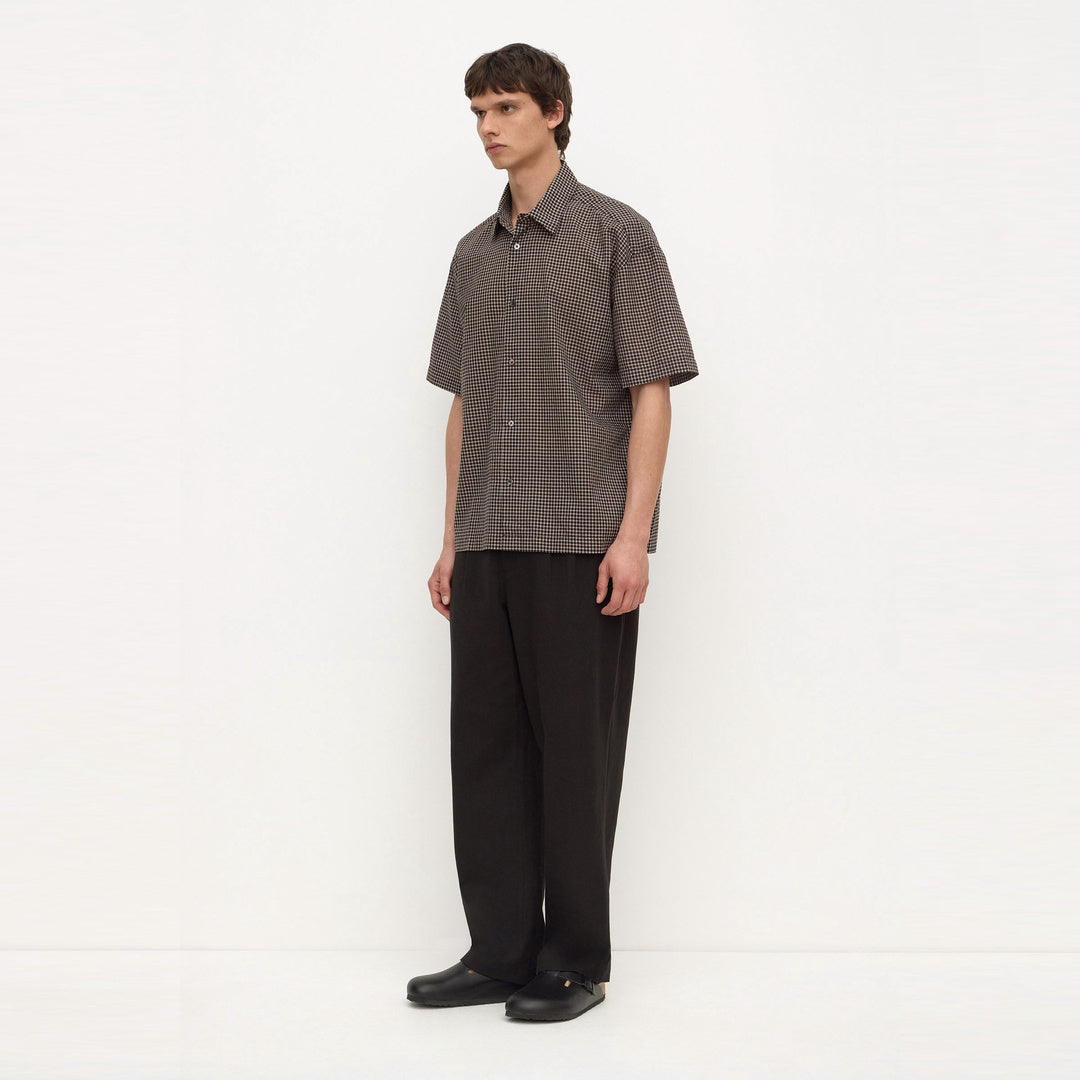 Assembly Label Alta Check Short Sleeve Shirt in Brown Black