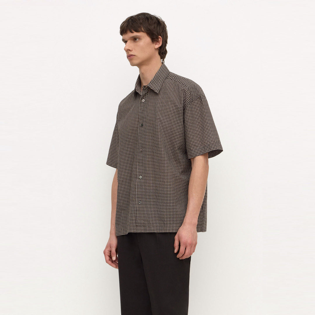 Assembly Label Alta Check Short Sleeve Shirt in Brown Black