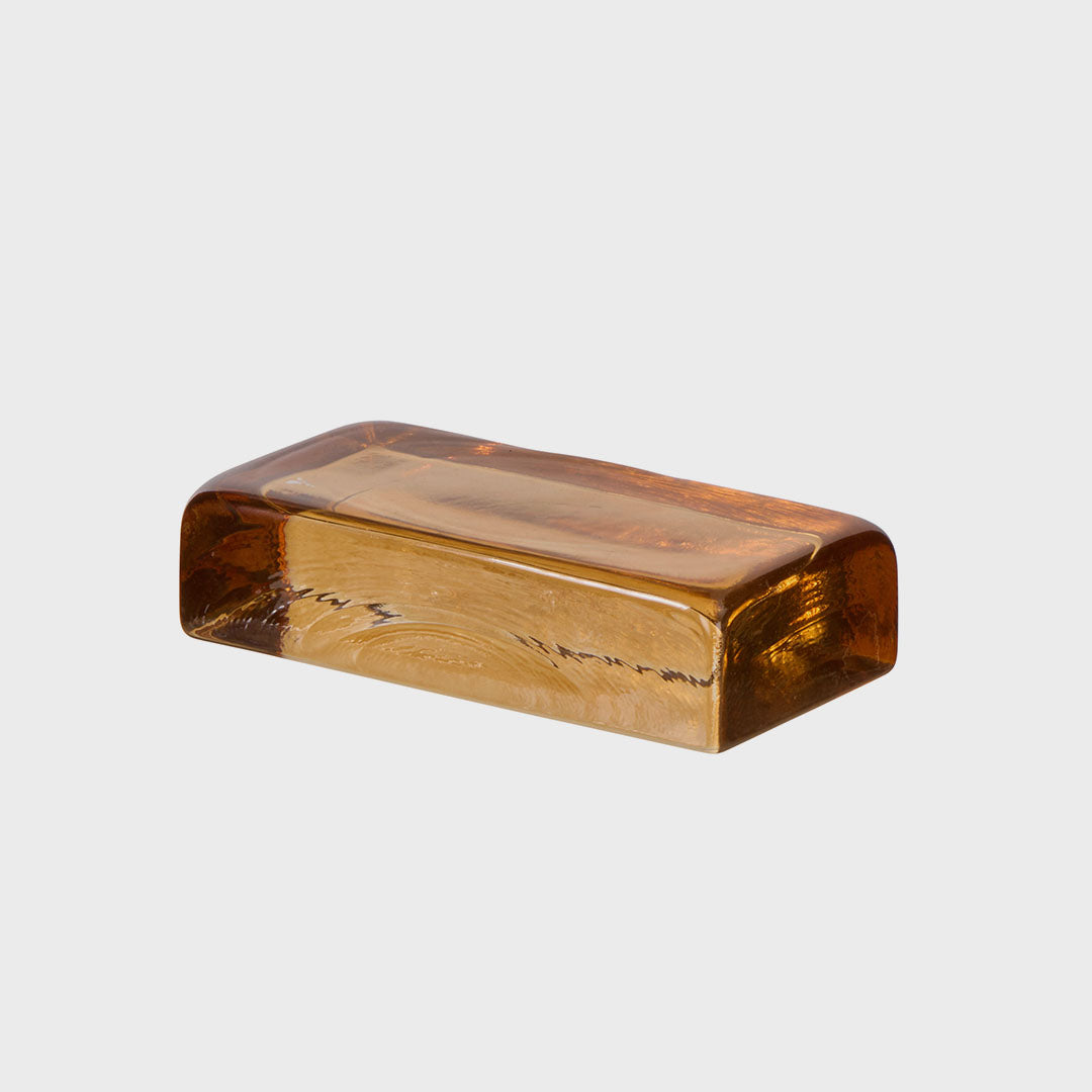 Bernard Glass Brick Sculpture | Amber