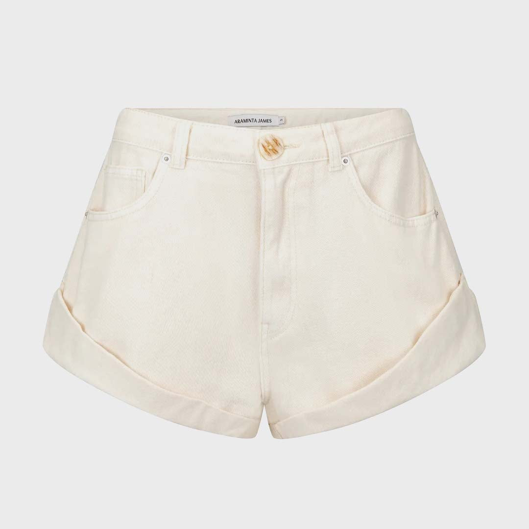 GOLDIE DENIM SHORT | CREAM