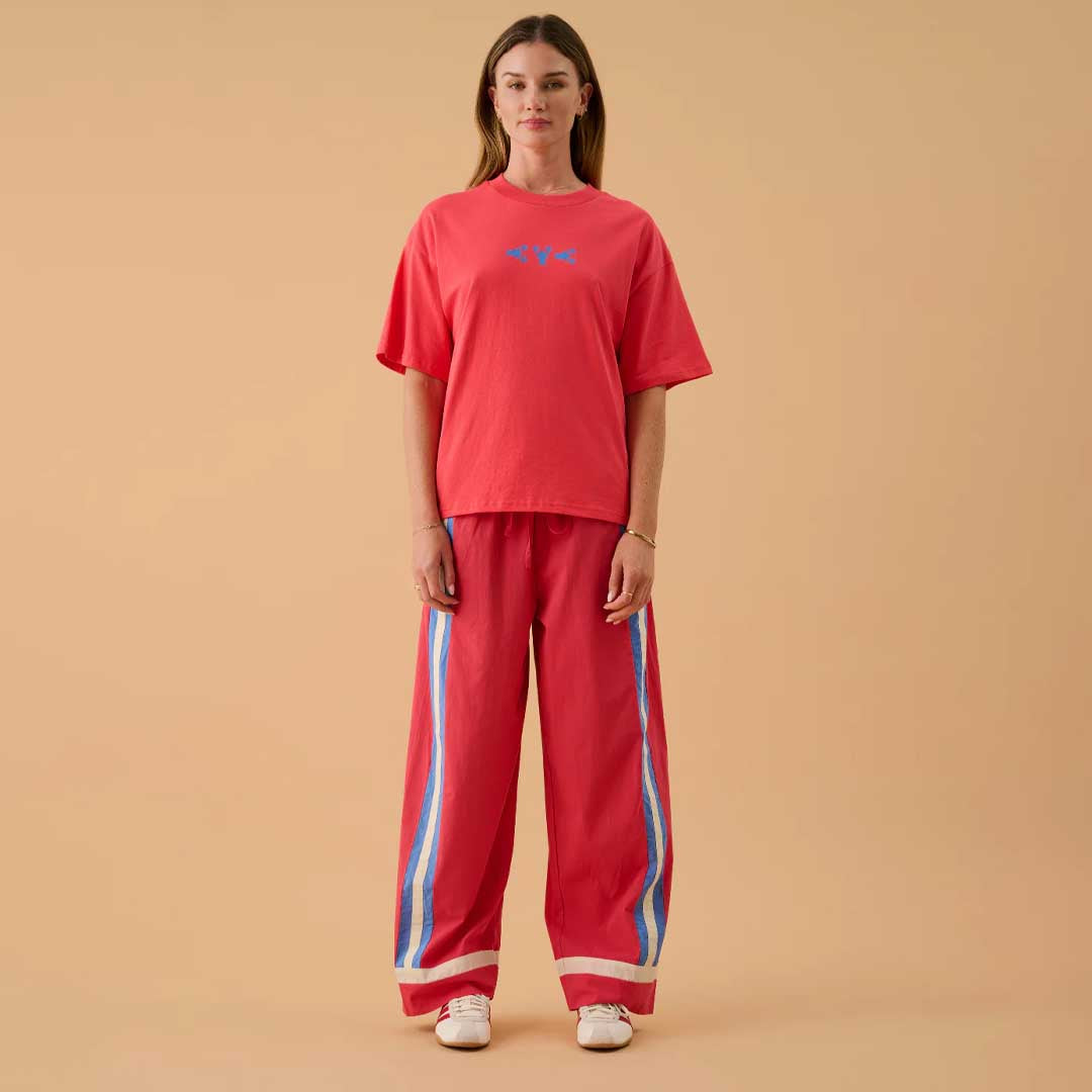 La Mer Stripe Pant | Lobster Red