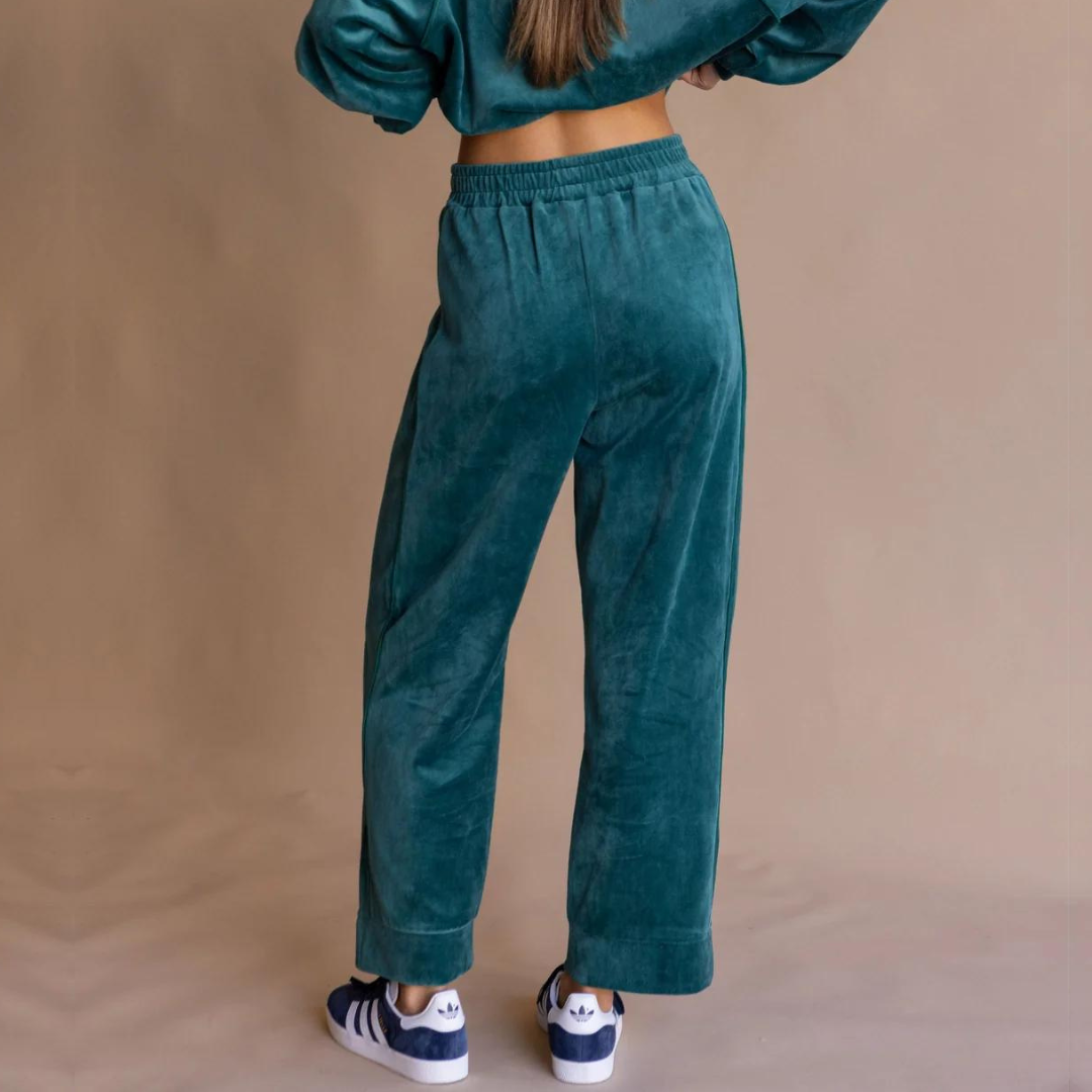 VELOUR PIPING PANT | IVY