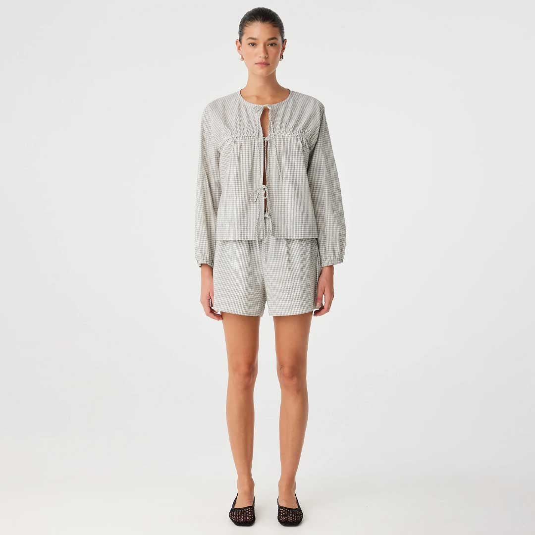 Chloe Tie Ft Blouse | Black Check