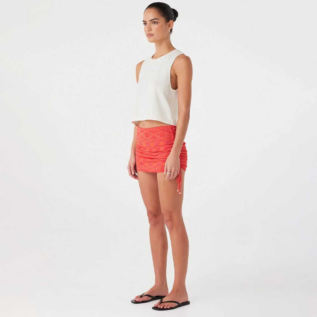 Emi Ruched Mini Skirt | Coral