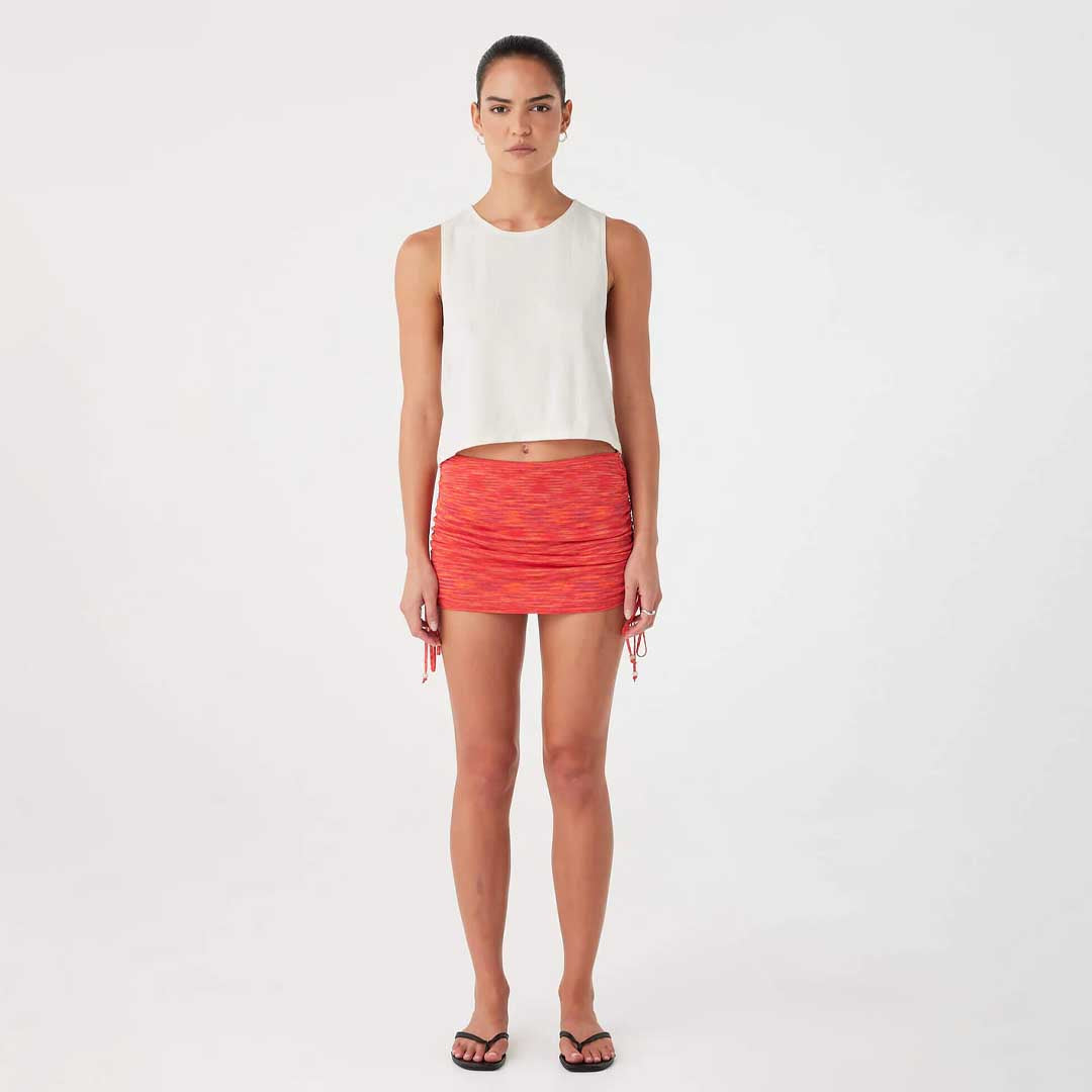 Emi Ruched Mini Skirt | Coral