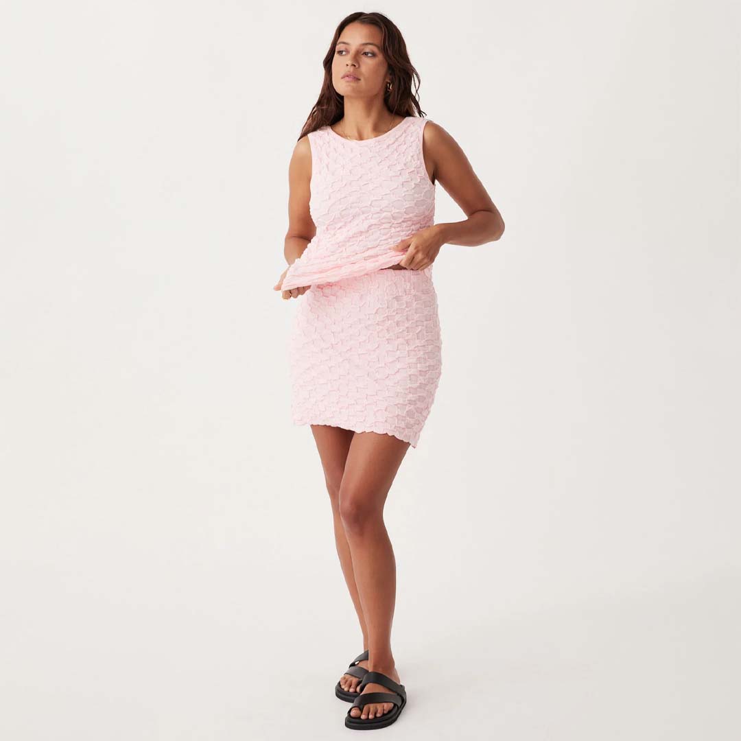 MILA TEXTURED MINI SKIRT | SOFT PINK