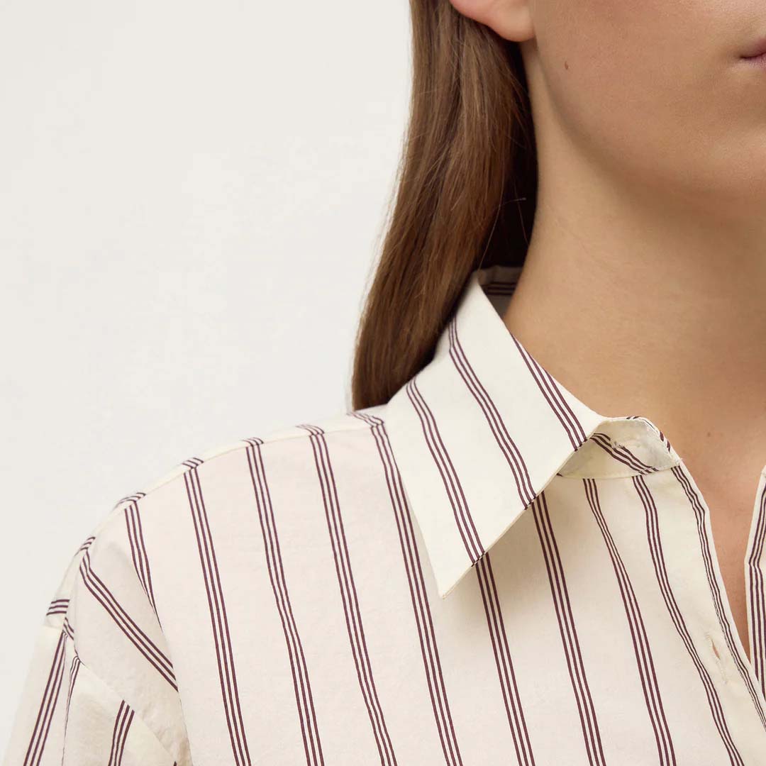 Amaro Italian Stripe Shirt | Merlot White Stripe