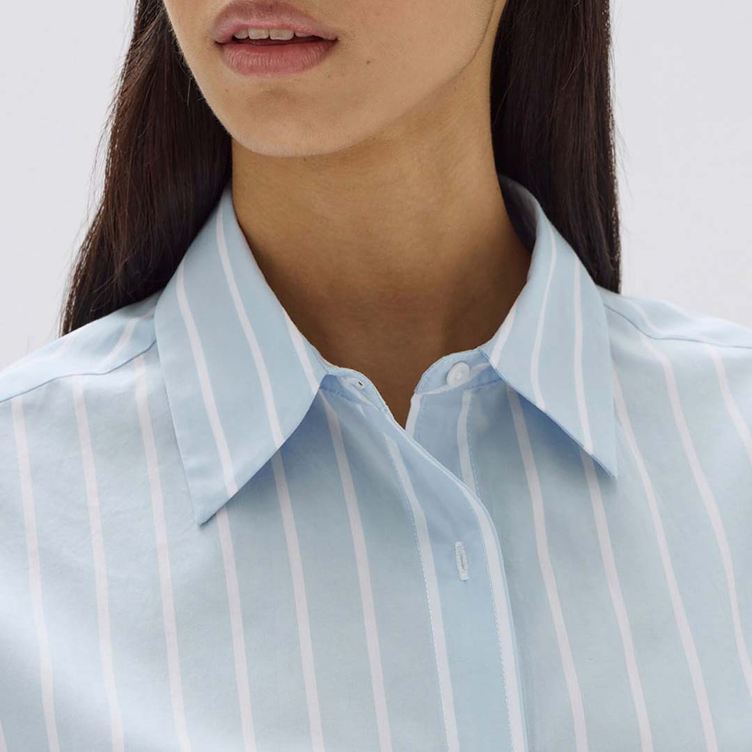 ADDIE POPLIN STRIPE LONG SLEEVE SHIRT | SORA WHITE