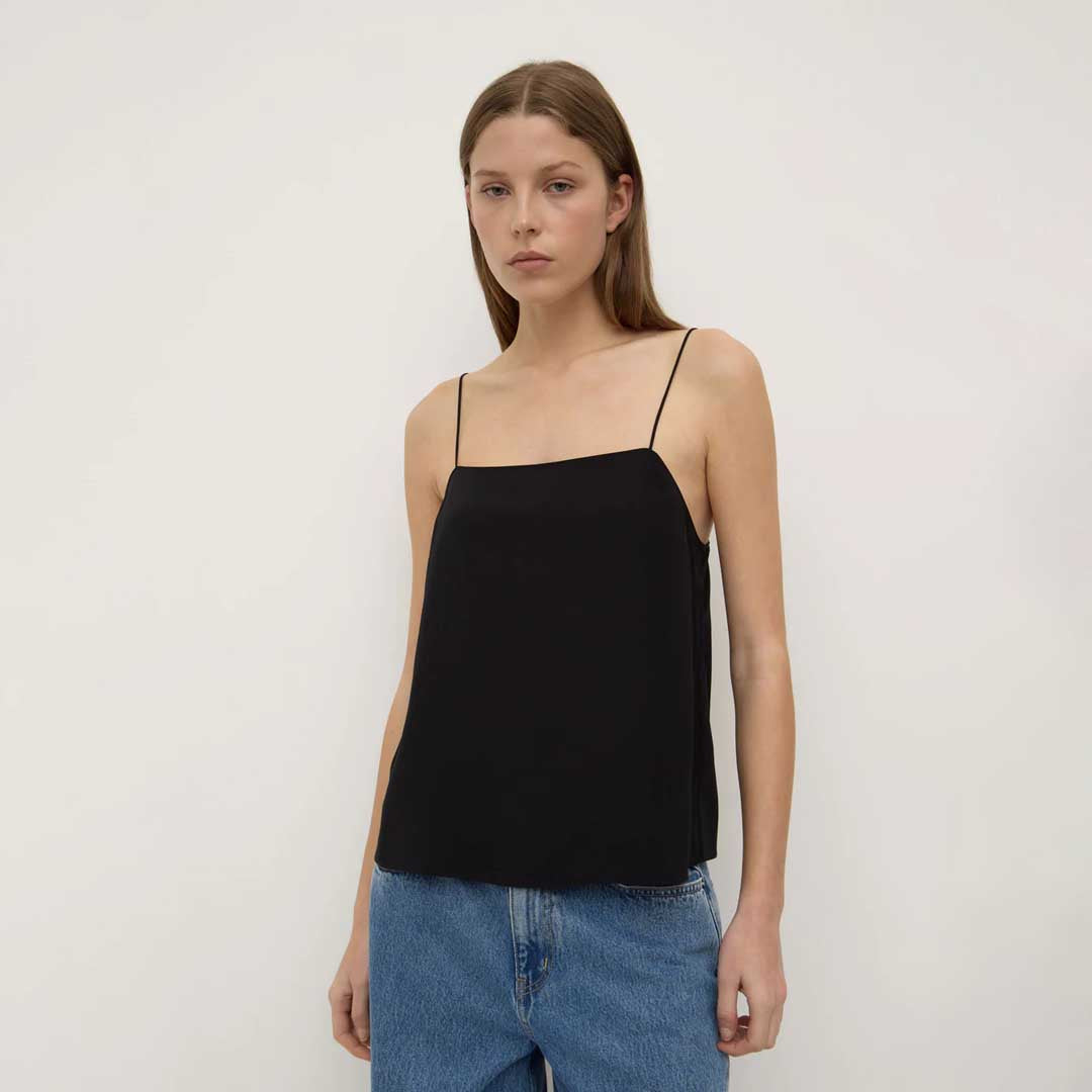 Aime Silk Tank | Black