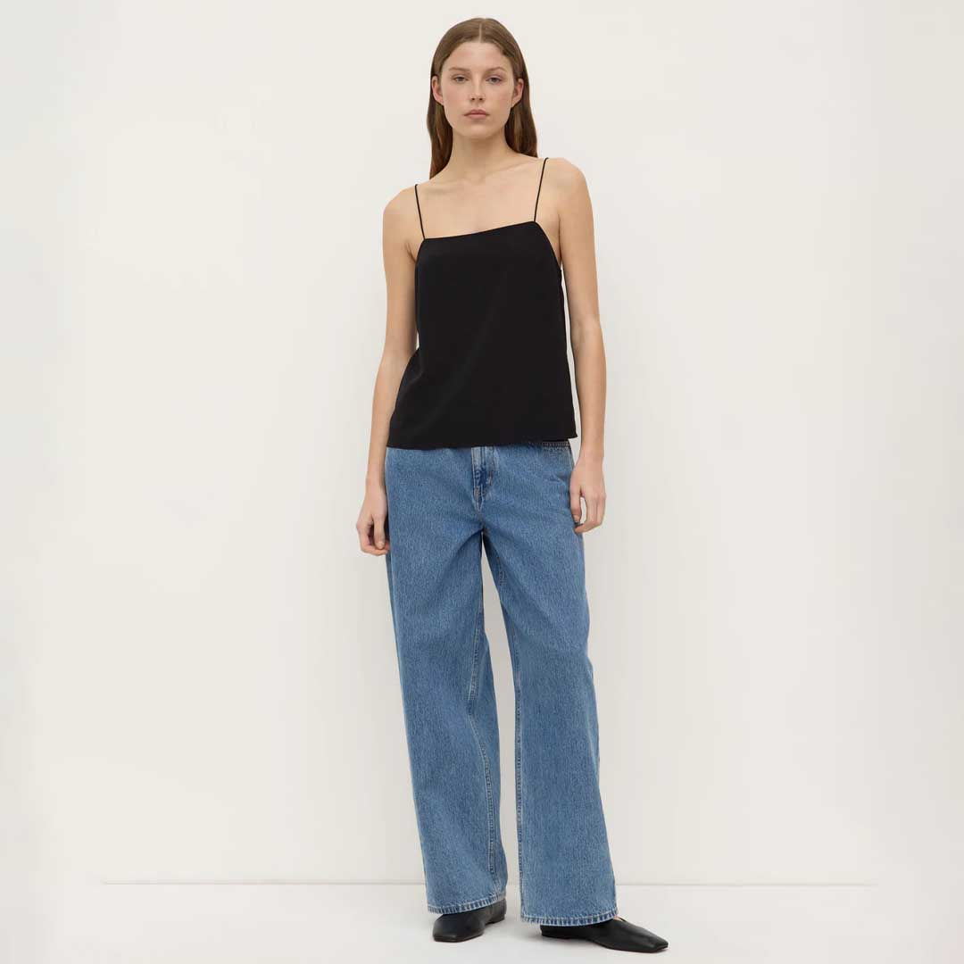 Aime Silk Tank | Black