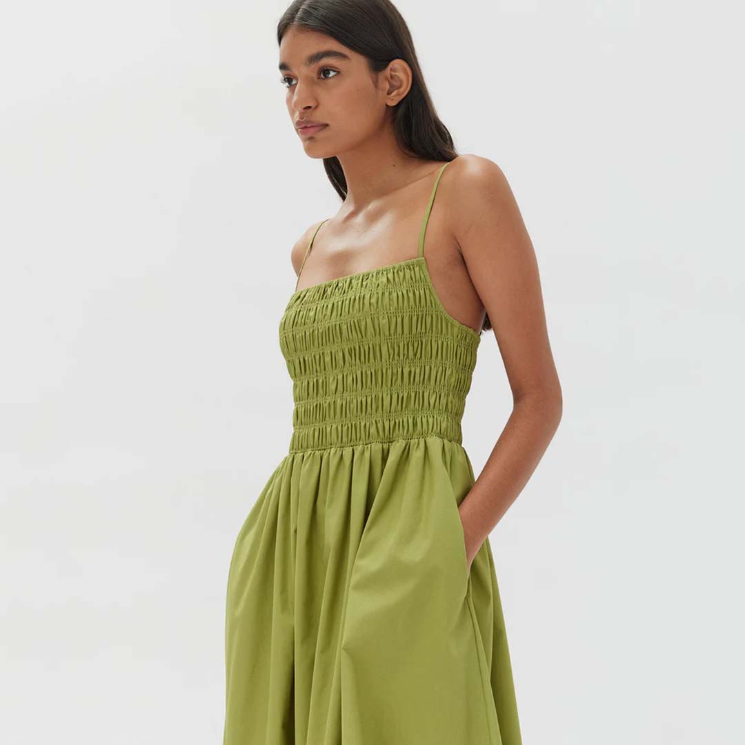 AUBREY ROUCHED DRESS | AGAVE