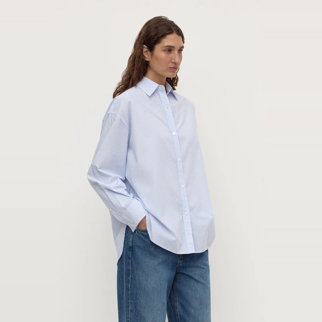 Avoca Stripe Long Sleeve Shirt | Blue White Stripe