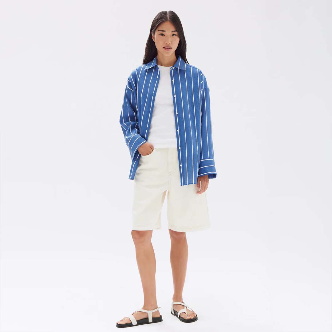 AYLA STRIPE SHIRT | ROYAL BLUE WHITE