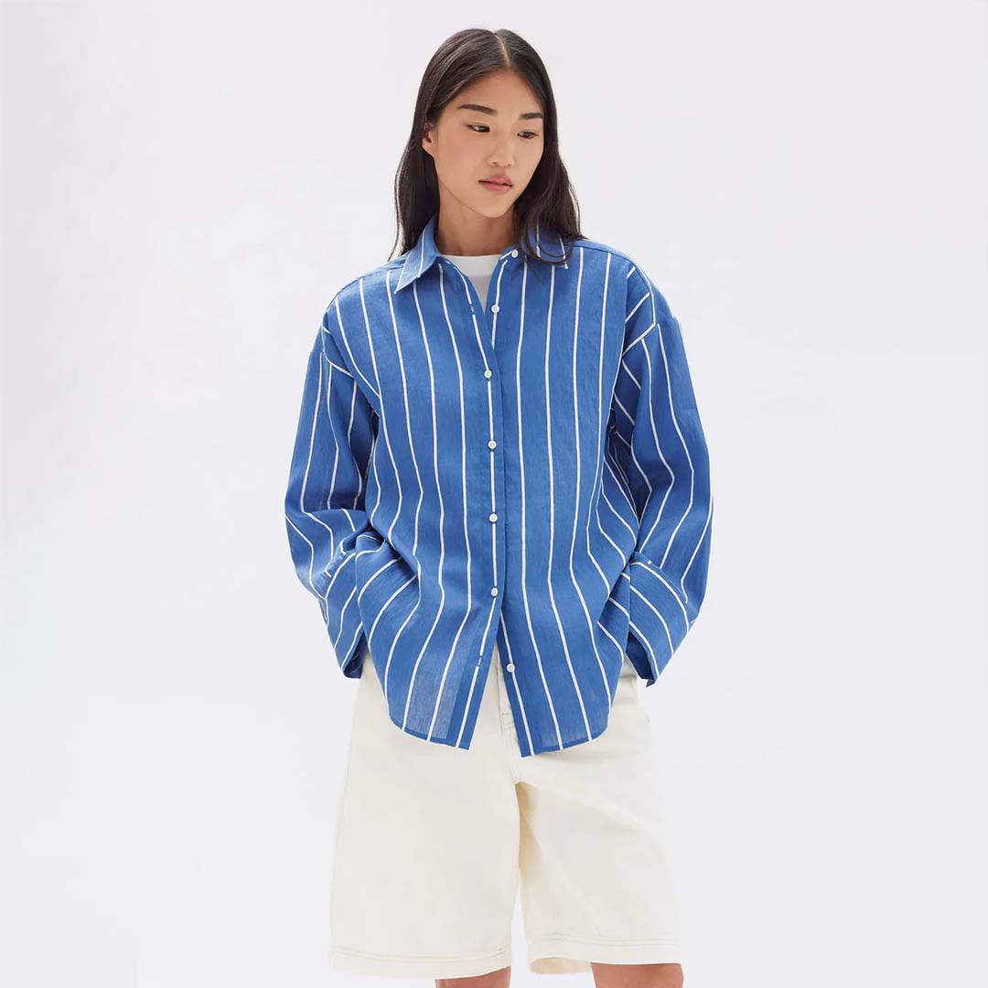 AYLA STRIPE SHIRT | ROYAL BLUE WHITE