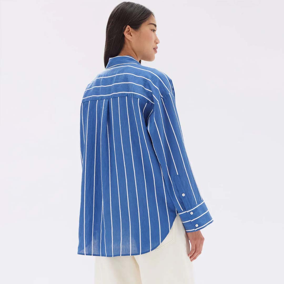 AYLA STRIPE SHIRT | ROYAL BLUE WHITE