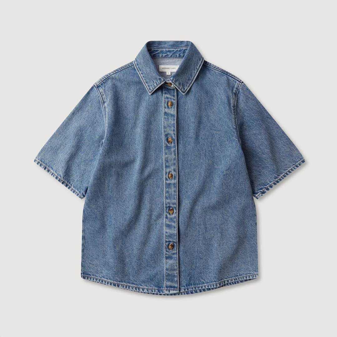 Boxy Denim Shirt | Dark Stone