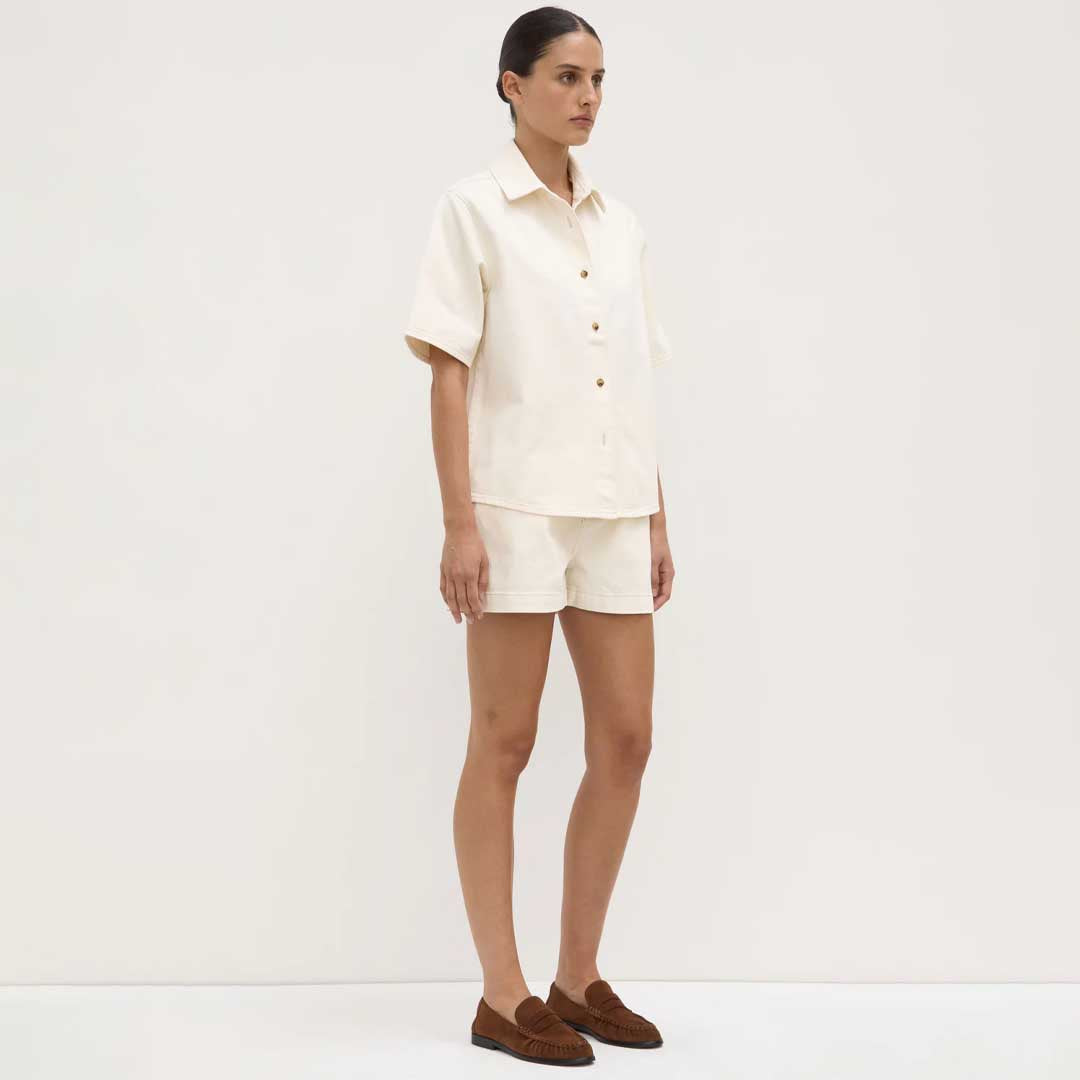 Boxy Denim Shirt | Ecru