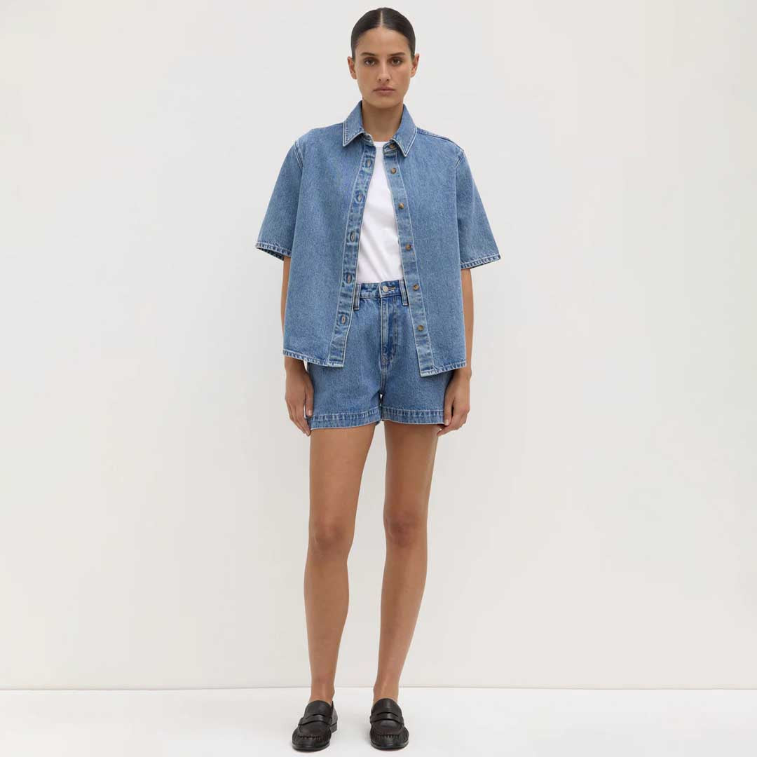 Boxy Denim Short | Dark Stone