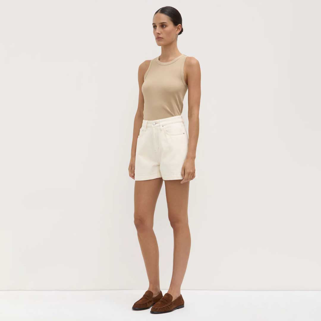 Boxy Denim Short  | Ecru
