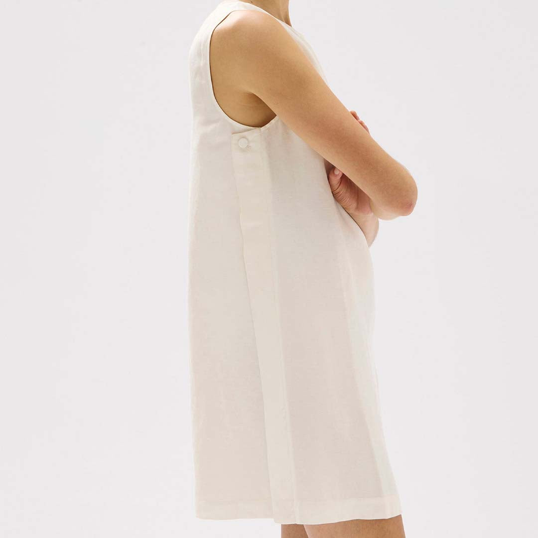 BRIDGET LINEN SILK MINI DRESS | CREAM