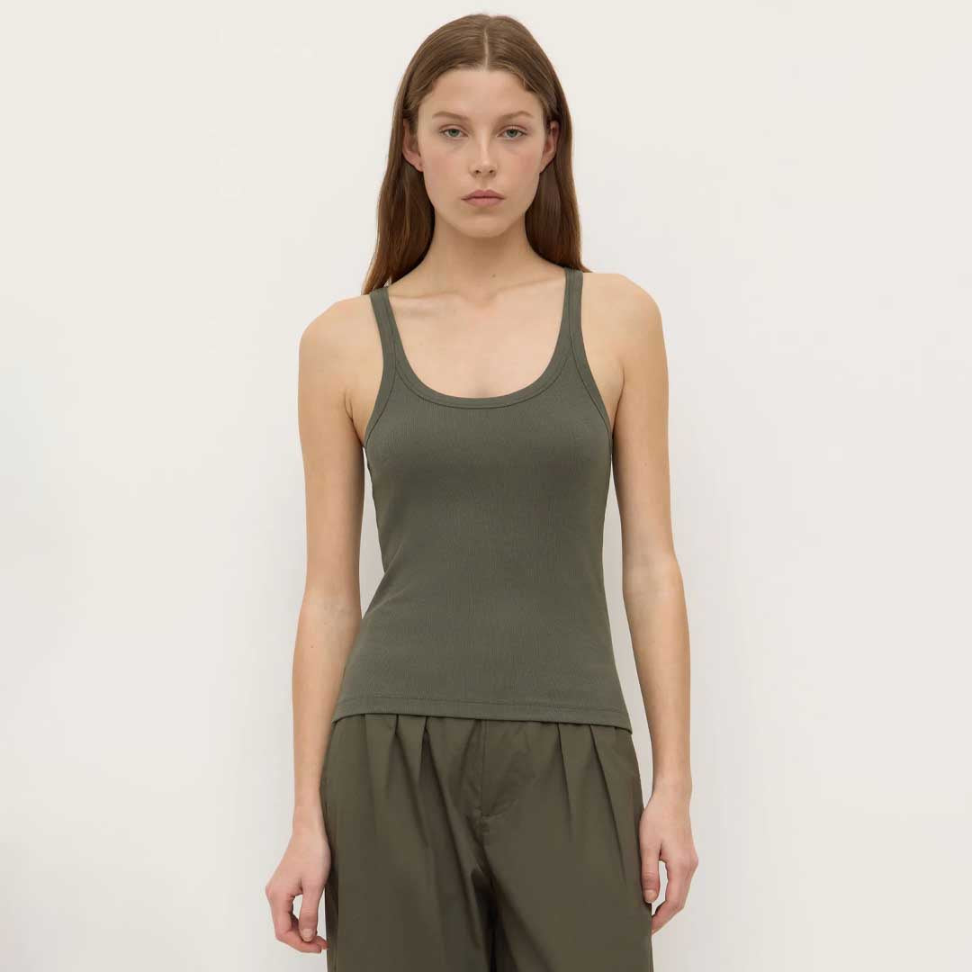 Charlie Rib Tank | Moss