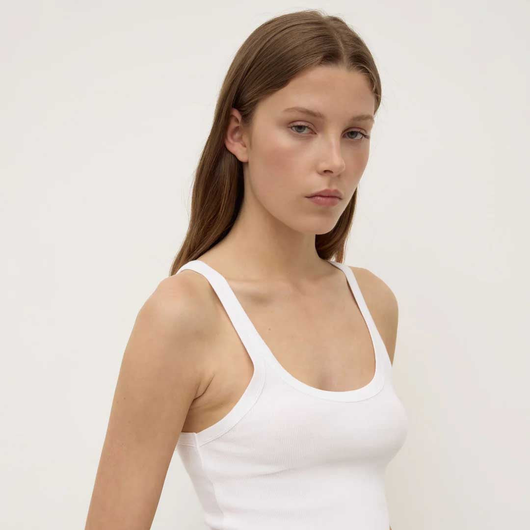 Charlie Rib Tank | White