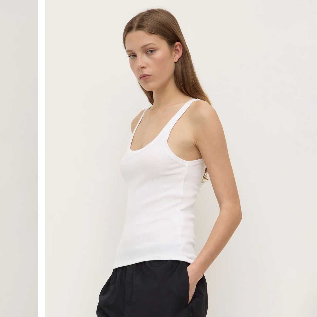 Charlie Rib Tank | White