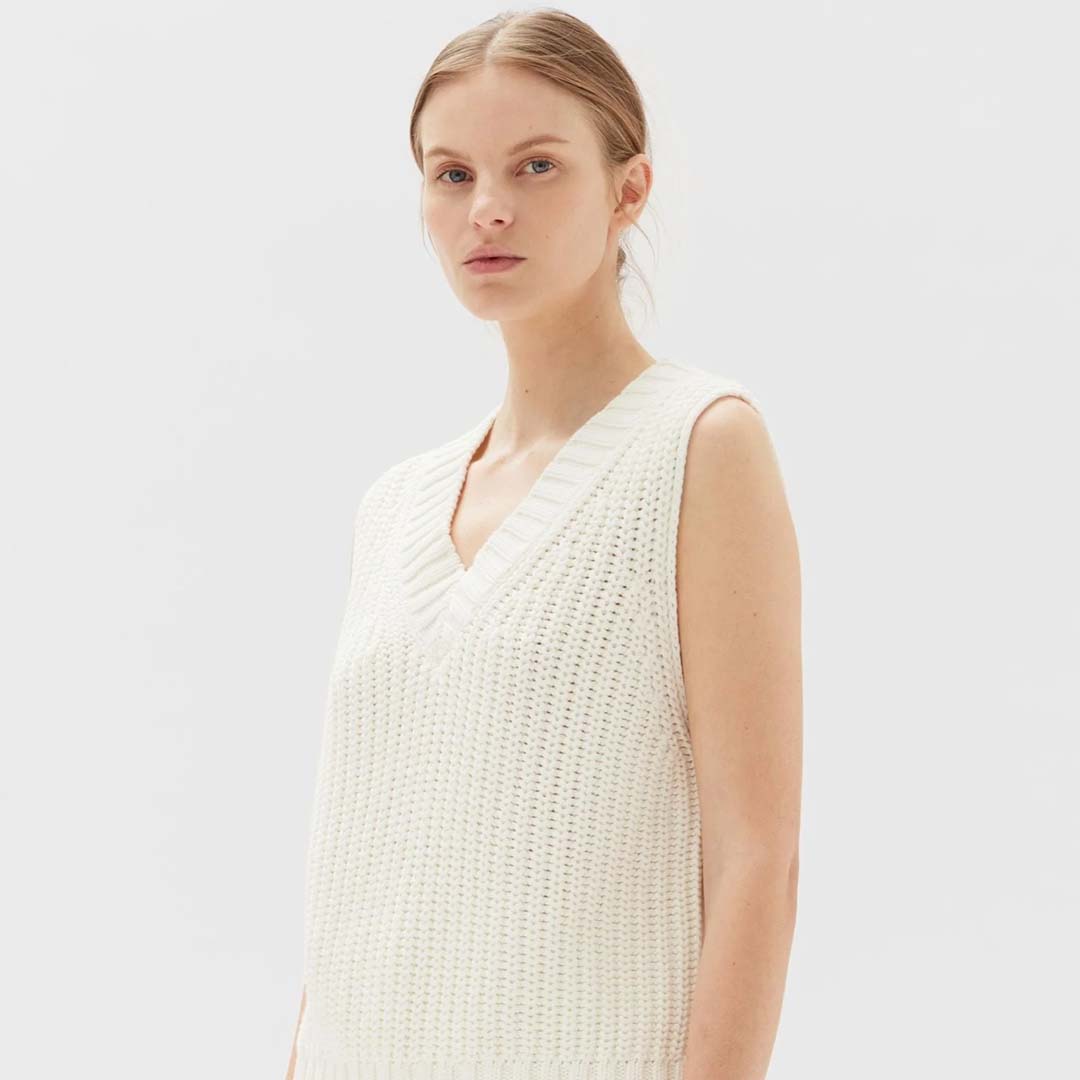 CHARLOTTE COTTON KNIT VEST | CREAM