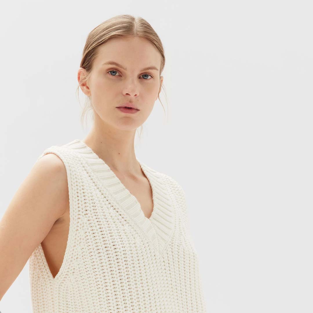 CHARLOTTE COTTON KNIT VEST | CREAM