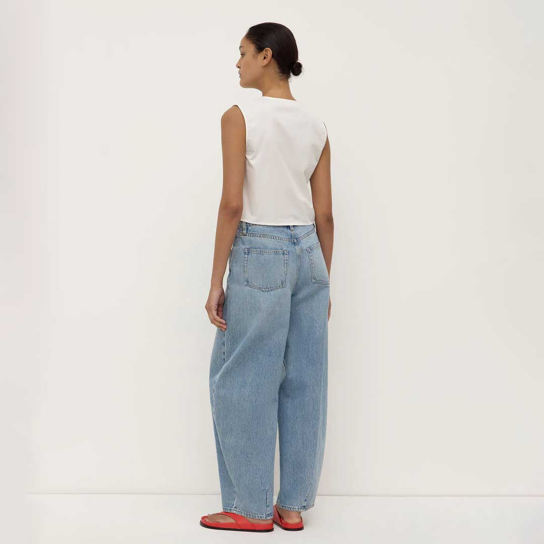 Cherri Button Front Top | White