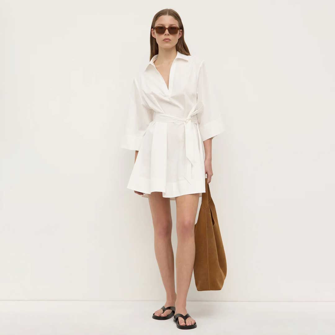 Claire Mini Shirt Dress | White