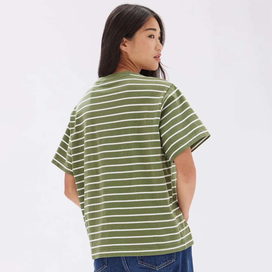 COHEN STRIPE SHORT SLEEVE TEE | PANDAN ANTIQUE WHITE